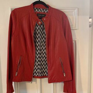 Black Rivet Womens Red Faux Leather Jacket - Size Large